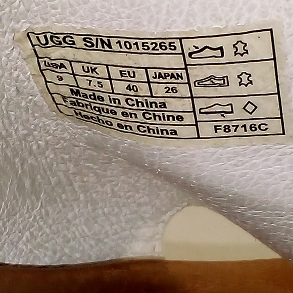 UGG Leanna Women 9 Treadlite Wool Leather White Platform Slides 1015265 - Picture 8 of 8